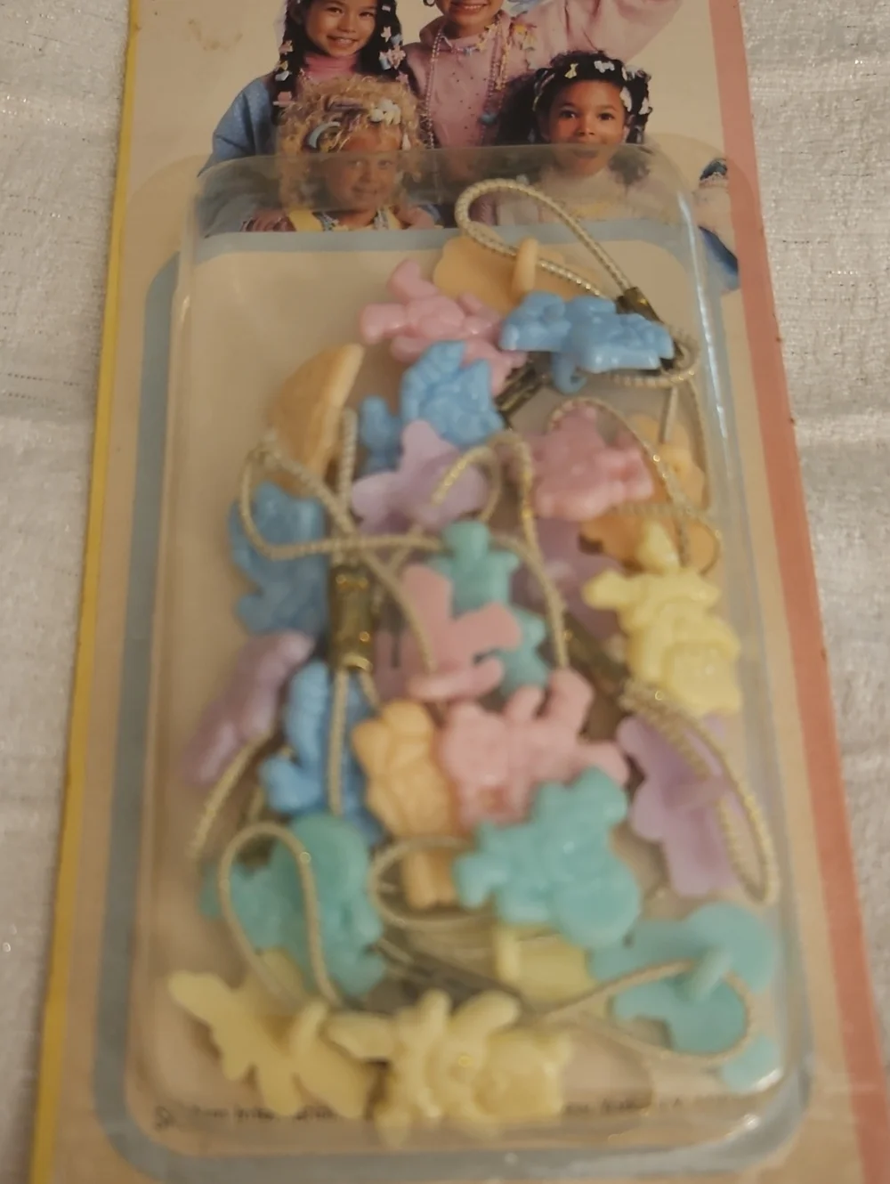 Vtg COLOR MATES Teddy Bear Ponytail Holders - Pastel Multi (Pack)